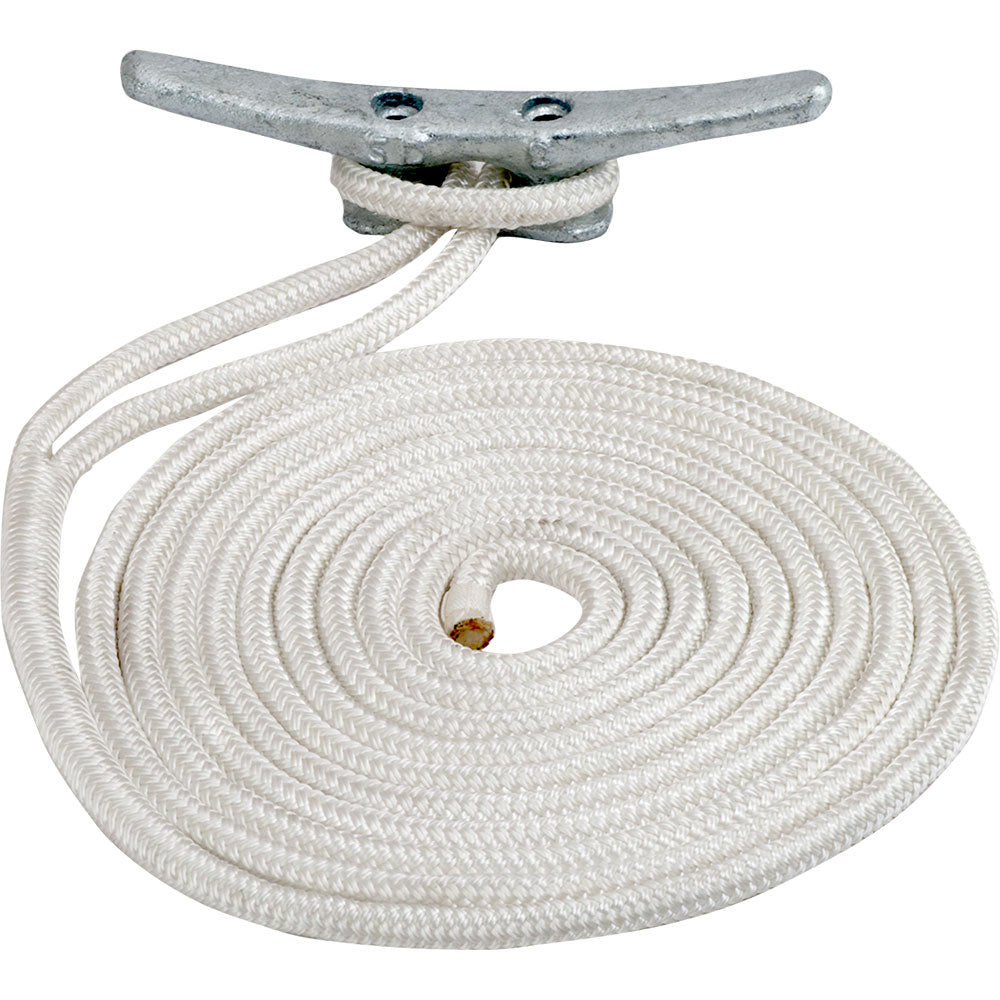 Sea-Dog Double Braided Nylon Dock Line - 5/8" x 20' - White — marine dock line