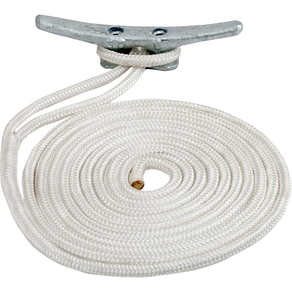 Sea-Dog Double Braided Nylon Dock Line - 5/8" x 25' - White — marine dock line