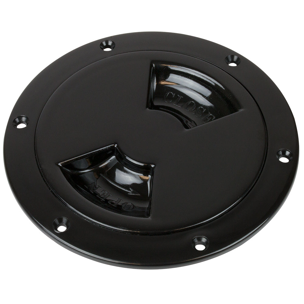 Sea-Dog Smooth Quarter Turn Deck Plate - Black - 4" — marine deck plates