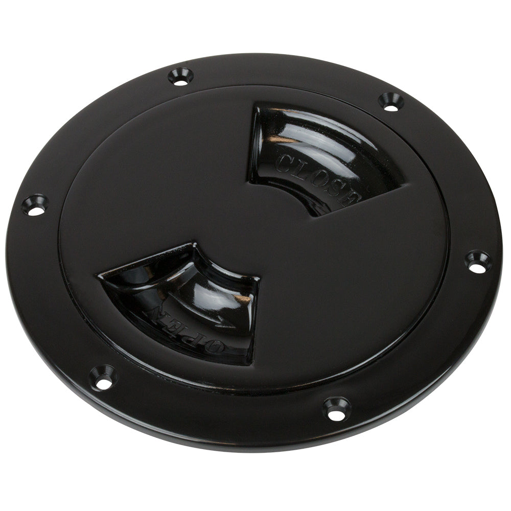 Sea-Dog Quarter-Turn Smooth Deck Plate w/Internal Collar - Black - 4" — marine deck plates