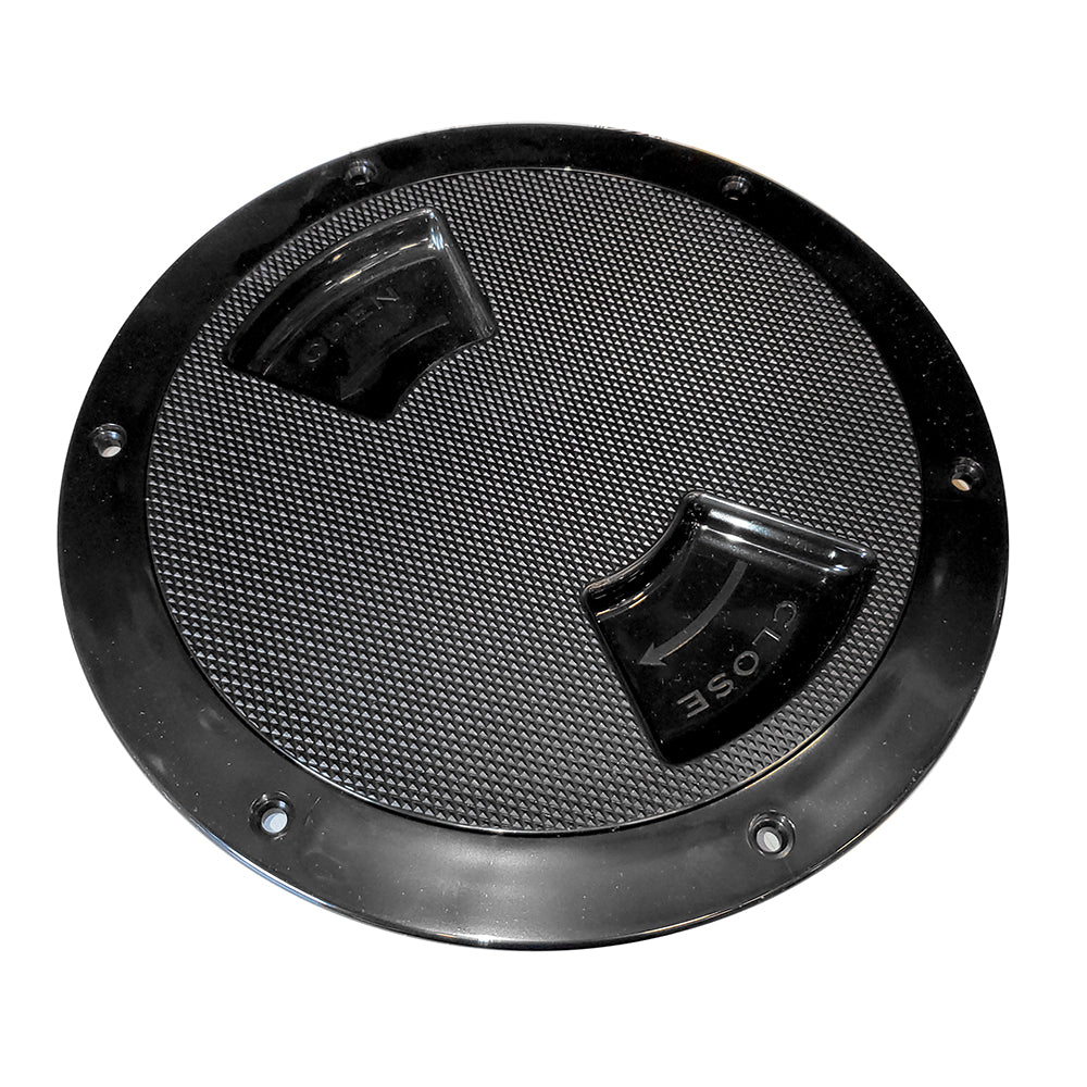 Sea-Dog Quarter-Turn Textured Deck Plate w/Internal Collar - Black - 8" — marine deck plates