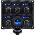Sea-Dog Water Resistant Toggle Switch Panel w/LED Power Socket - 5 Toggle — marine electrical panels