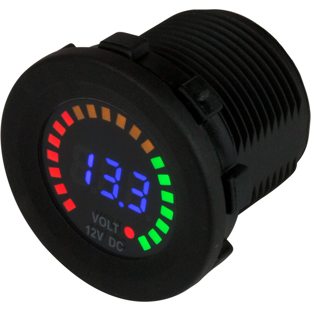Sea-Dog Round Voltage Meter DC - 5V-15V w/Rainbow Dial — marine meters & monitoring