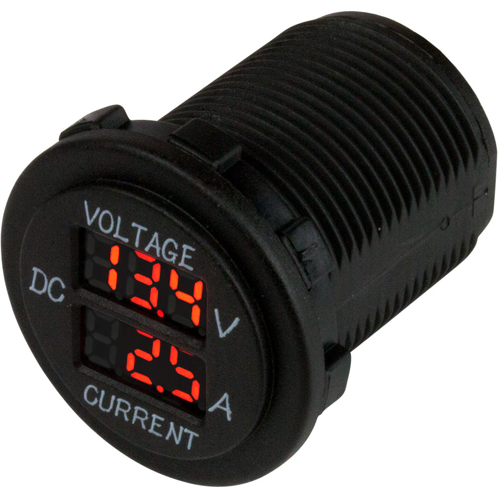 Sea-Dog Round Voltage & Amp Meter - 6V-30V & 0 Amp - 10 Amp Meter — marine meters & monitoring
