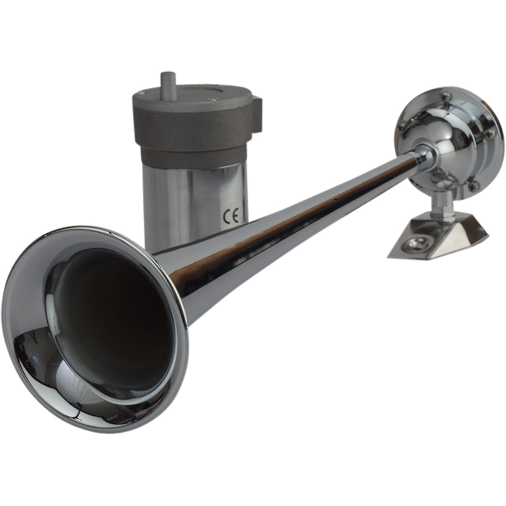 Sea-Dog Chrome Plated Trumpet Airhorn Long Single w/Compressor — marine horns