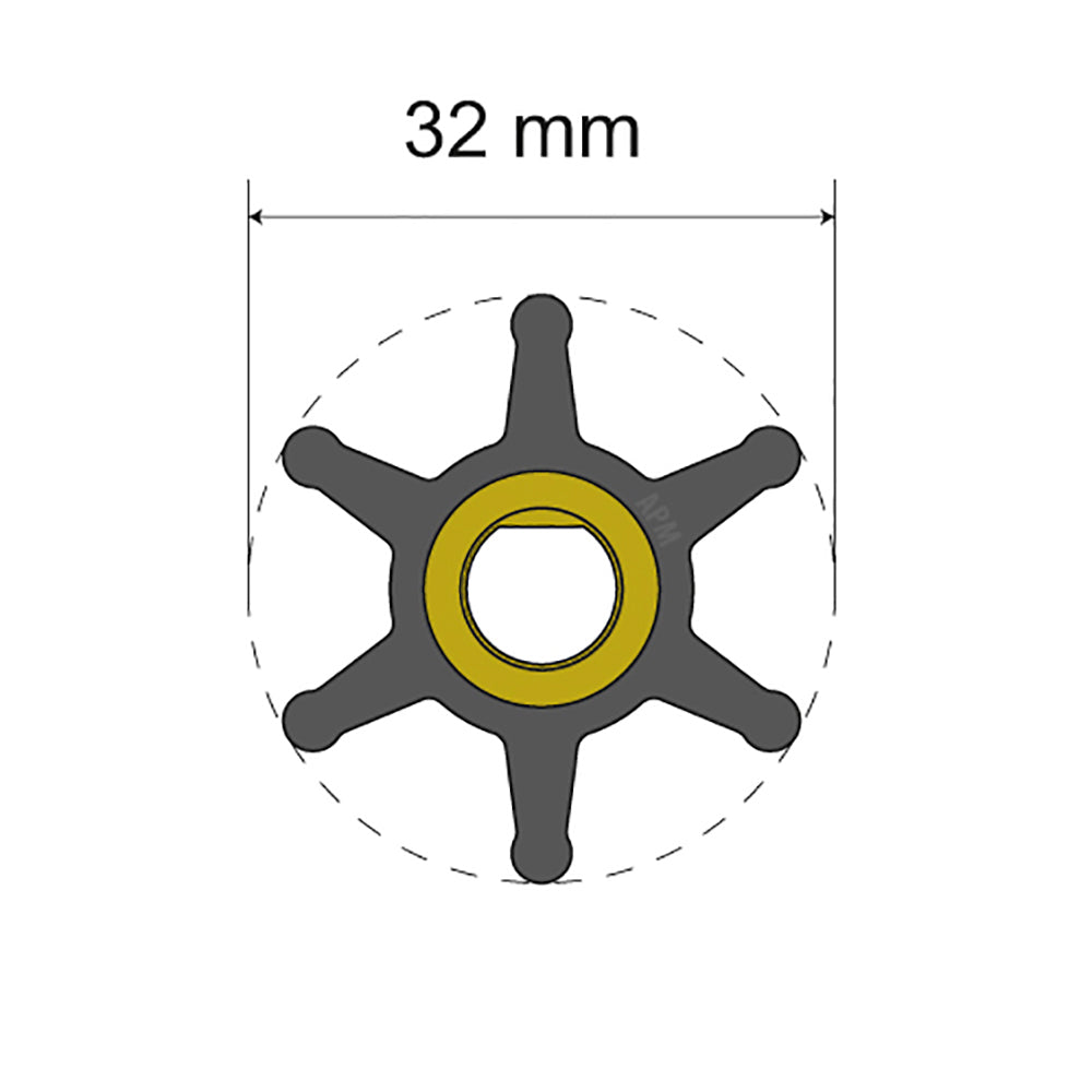 Albin Group Premium Impeller Kit - 32 x 8 x 12mm - 6 Blade - Single Flat Insert — marine impellers