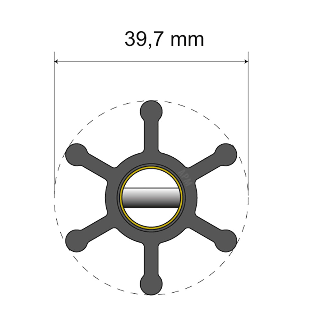 Albin Group Premium Impeller Kit - 39.7 x 12 x 19.2mm - 6 Blade - Pin Insert — marine impellers