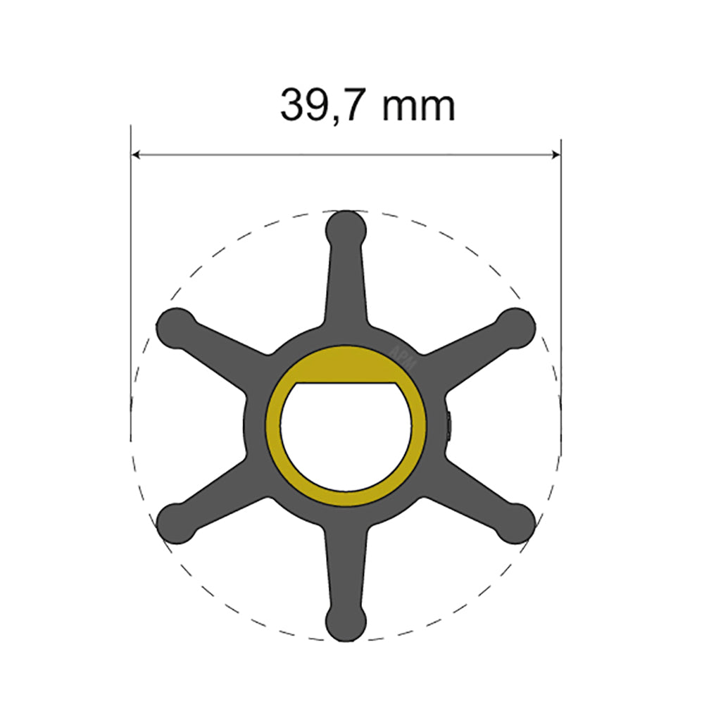 Albin Group Premium Impeller Kit - 39.7 x 12 x 19.2mm - 6 Blade - Single Flat Insert — marine impellers