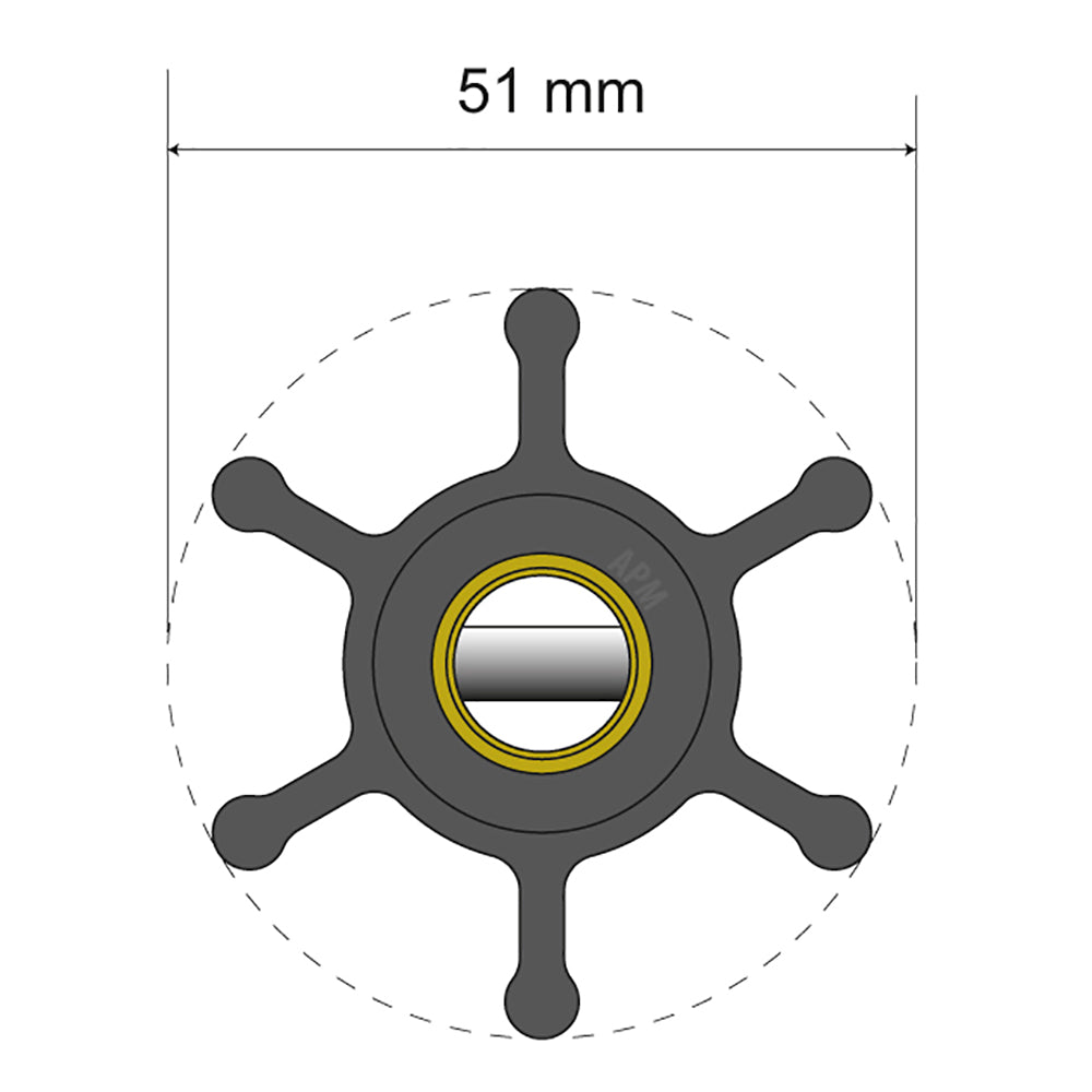 Albin Group Premium Impeller Kit - 51 x 22 x 12mm - 6 Blade - Pin Insert — marine impellers
