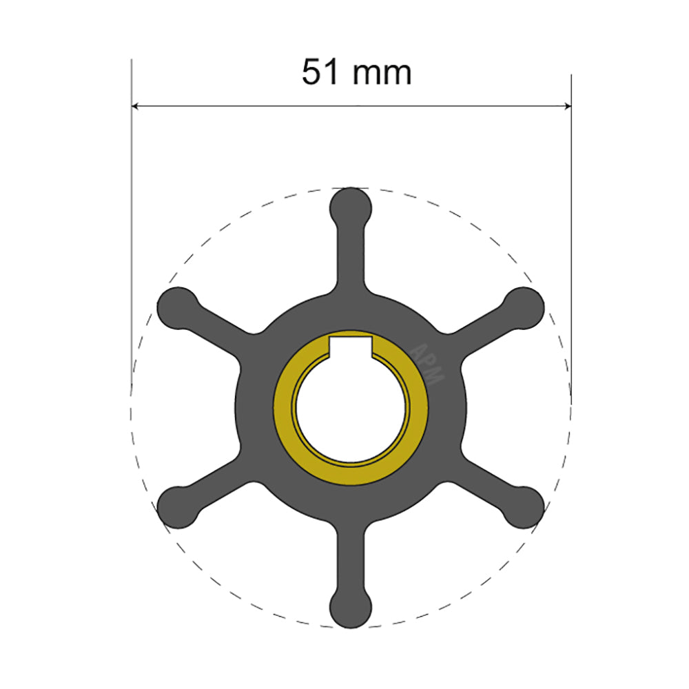 Albin Group Premium Impeller Kit - 51 x 12.7 x 22mm - 6 Blade - Key Insert — marine impellers