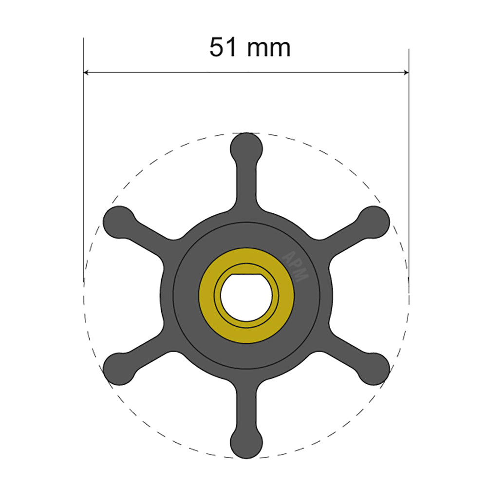 Albin Group Premium Impeller Kit - 51 x 8 x 22mm - 6 Blade - Single Flat Insert — marine impellers