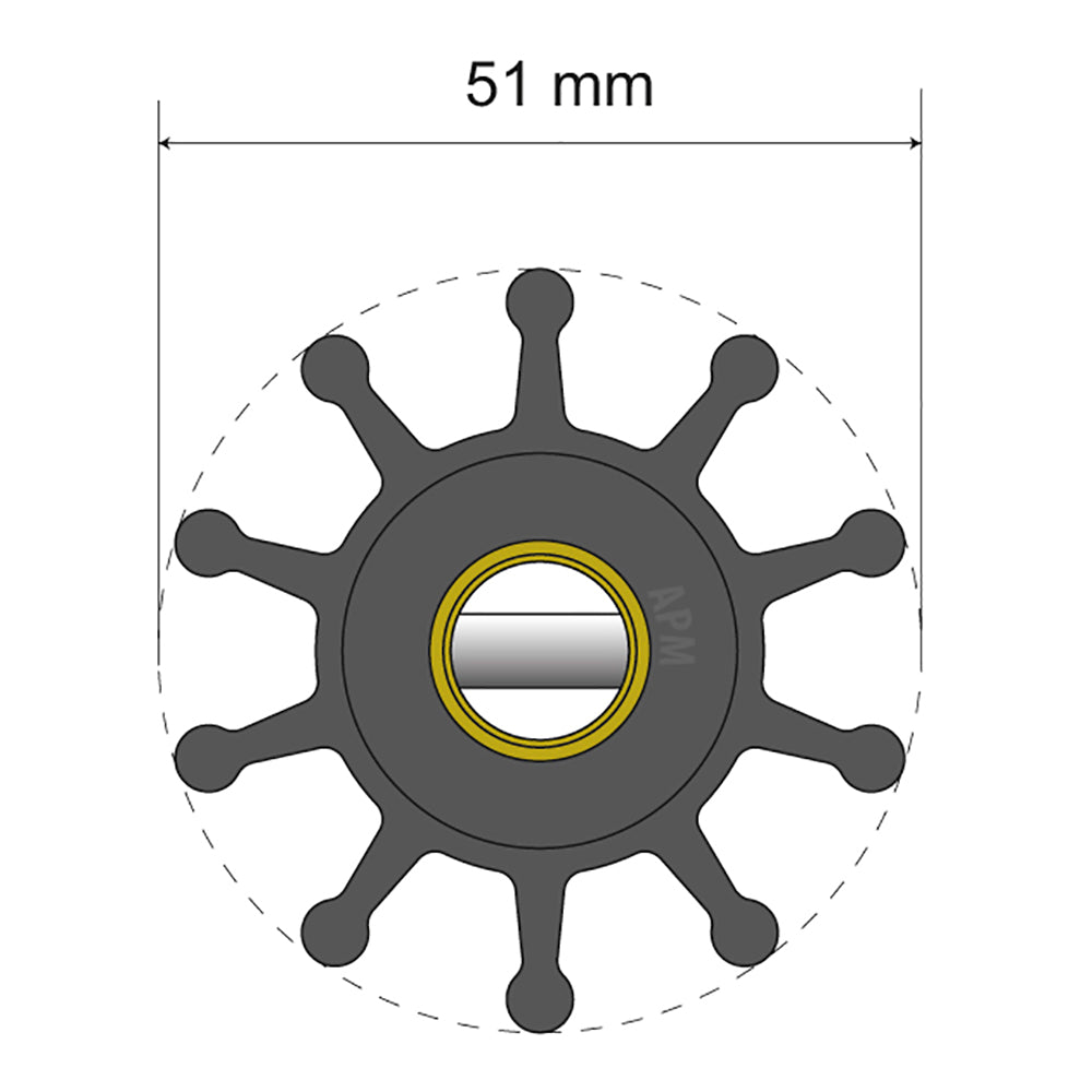 Albin Group Premium Impeller Kit - 51 x 12 x 22mm - 10 Blade - Pin Insert — marine impellers