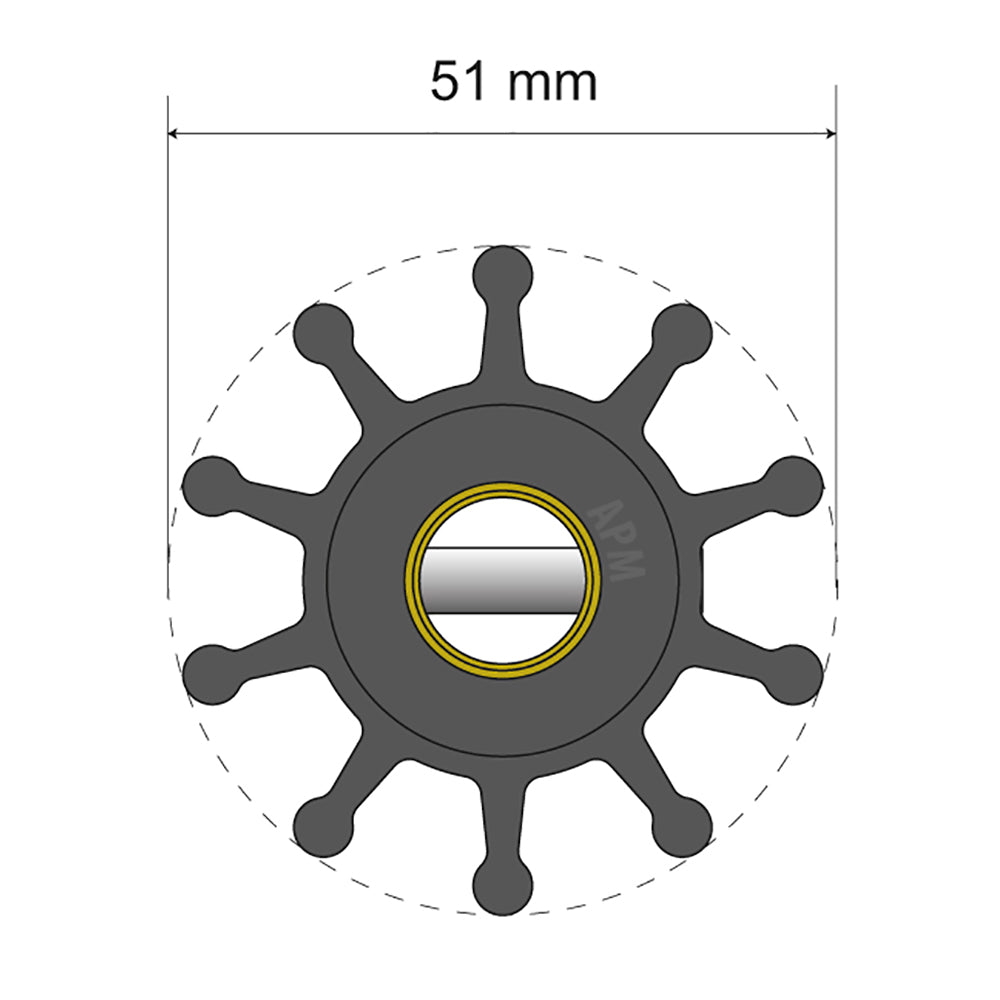 Albin Group Premium Impeller Kit - 51 x 12.7 x 22mm - 10 Blade - Pin Insert — marine impellers