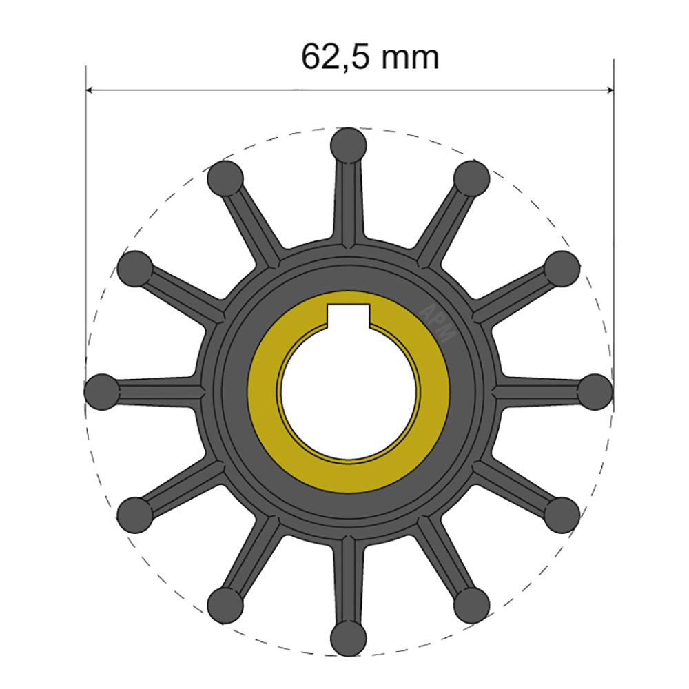 Albin Group Premium Impeller Kit 62.5 x 16 x 32mm - 12 Blade - Key Insert — marine impellers