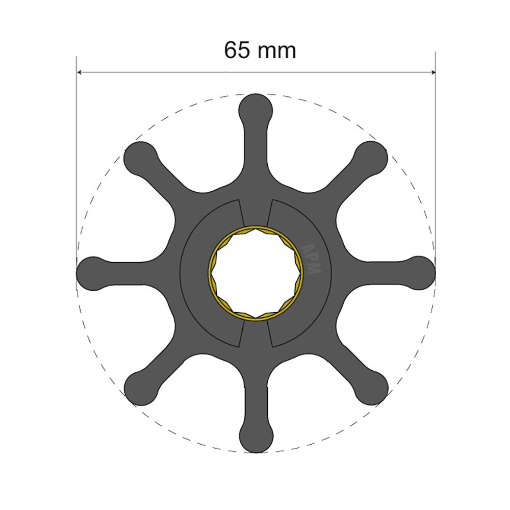 Albin Group Premium Impeller Kit 65 x 16 x 37mm - 8 Blade - Spline Insert — marine impellers