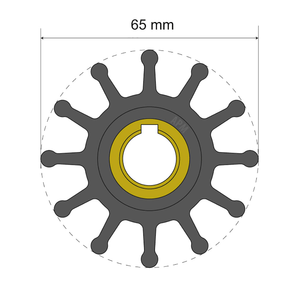 Albin Group Premium Impeller Kit 65 x 15.8 x 41.5mm - 12 Blade - Key Insert — marine impellers