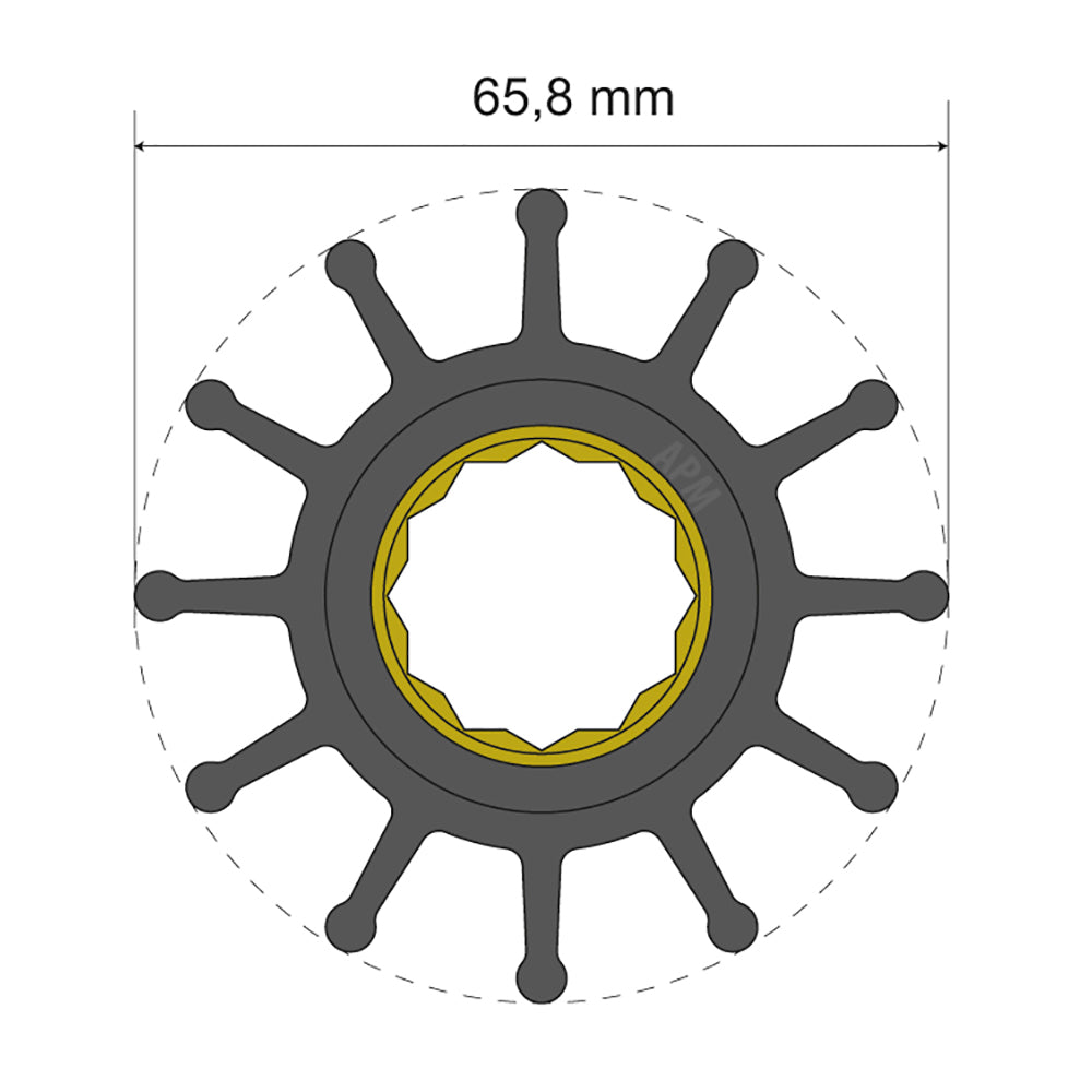 Albin Group Premium Impeller Kit 65.8 x 25 x 80mm - 12 Blade - Spline Insert — marine impellers