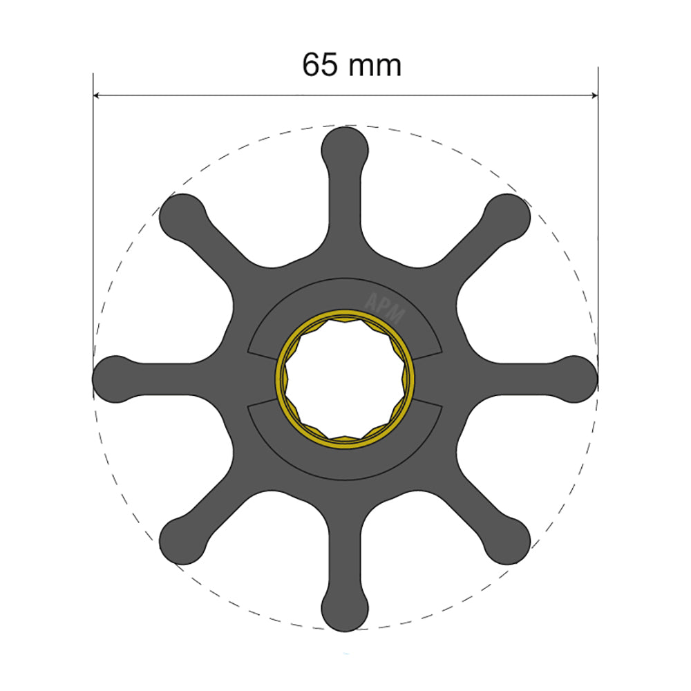 Albin Group Premium Impeller Kit 65 x 16 x 50mm - 8 Blade - Spline Insert — marine impellers
