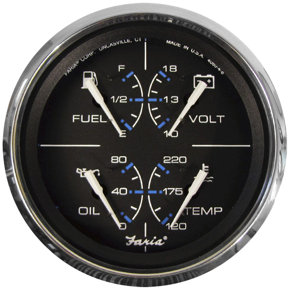 Faria Beede Instruments Faria Chesapeake Black 4" Multifunction Gauge — marine gauges