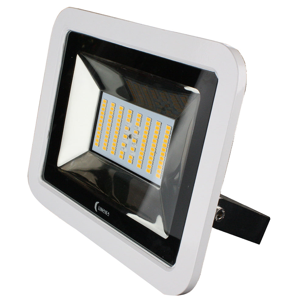 Lunasea Lighting Lunasea 35W Slimline LED Floodlight, 120/240VAC Only, Cool White, 4500 Lumens, 3' Cord - White Housing — marine flood/spreader lights