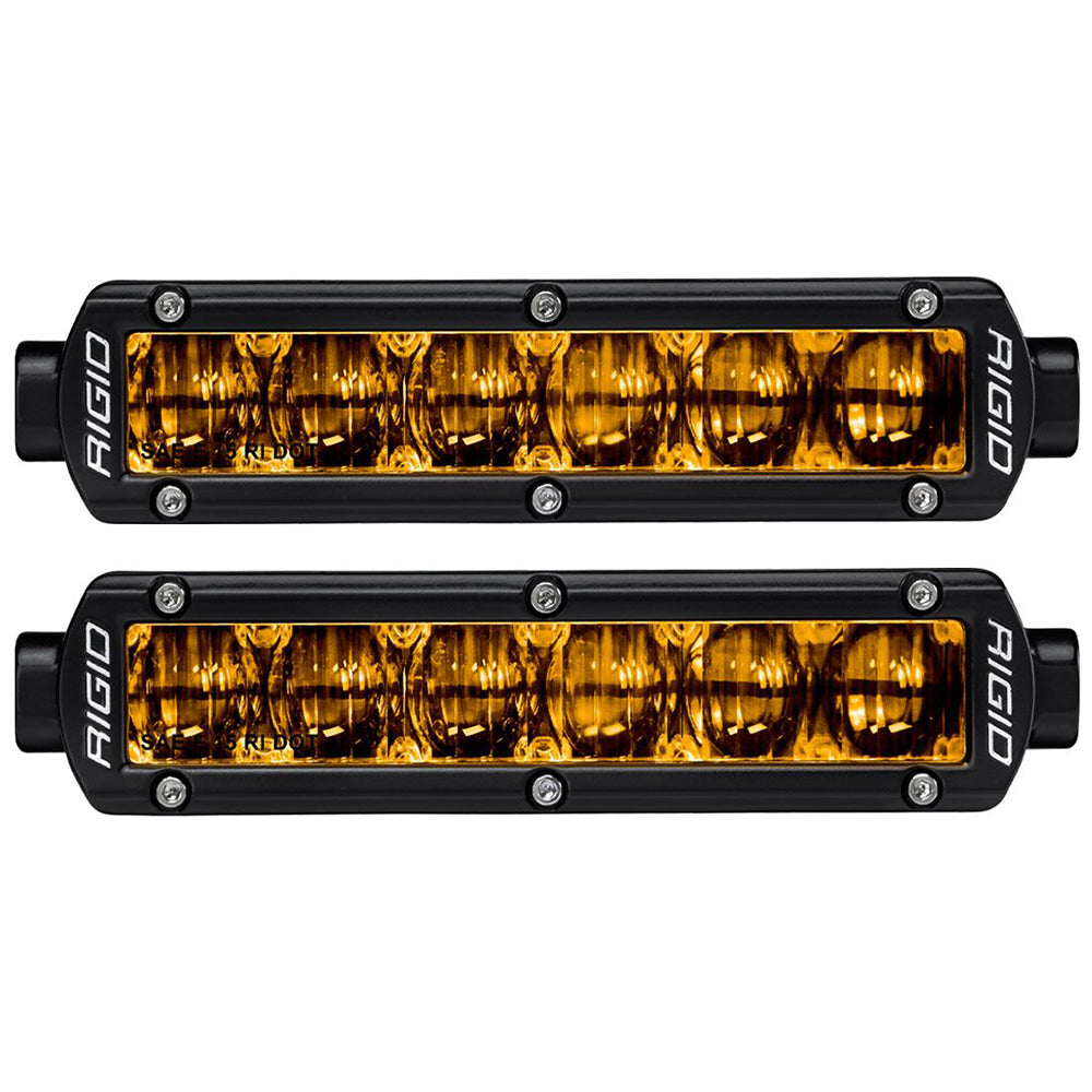 RIGID Industries 6" SR-Series SAE Compliant Fog Light - Black w/Yellow Light — marine light bars