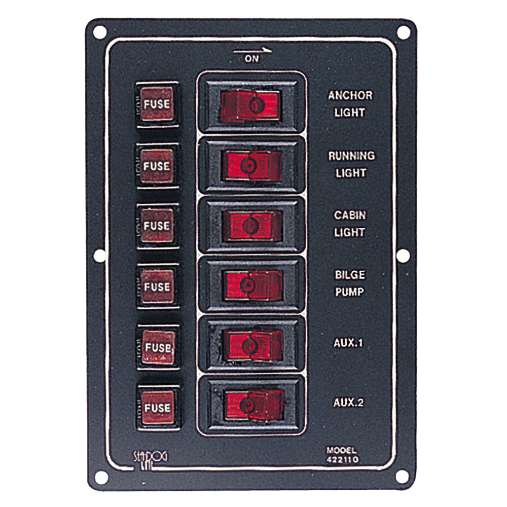 Sea-Dog Aluminum Switch Panel Vertical - 6 Switch — marine electrical panels