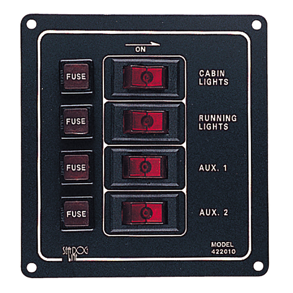Sea-Dog Aluminum Switch Panel - Vertical - 4 Switch — marine electrical panels