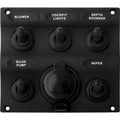 Sea-Dog Nylon Switch Panel - Water Resistant - 5 Toggles w/Power Socket — marine electrical panels