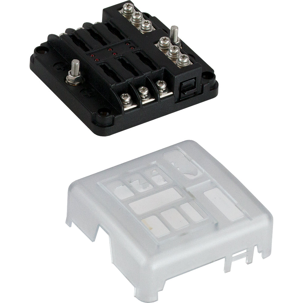 Sea-Dog Blade Style LED Indicator Fuse Block w/Negative Bus Bar - 6 Circuit — marine fuse blocks & fuses