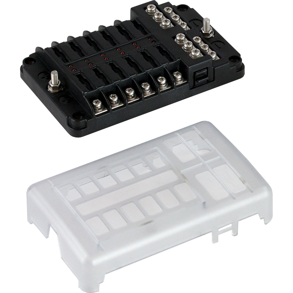 Sea-Dog Blade Style LED Indicator Fuse Block w/Negative Bus Bar - 12 Circuit — marine fuse blocks & fuses