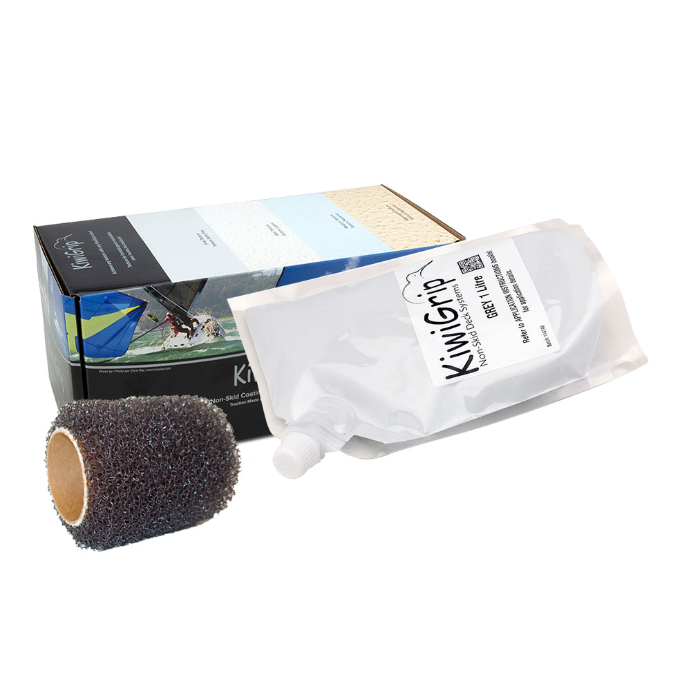 KiwiGrip 1 Liter Pouch - Grey w/4" Roller — marine non-skid paint
