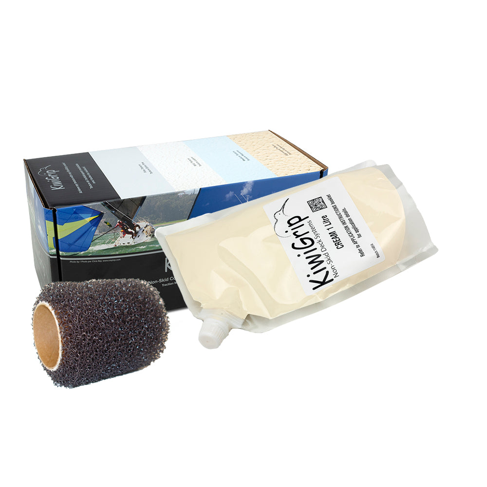 KiwiGrip 1 Liter Pouch - Cream w/4" Roller — marine non-skid paint