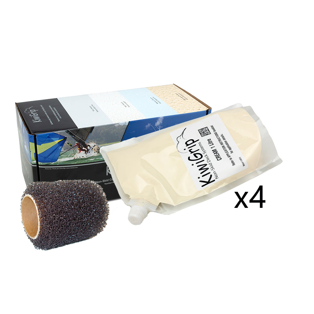 KiwiGrip 4 - 1 Liter Pouches - Cream w/4" Roller — marine non-skid paint