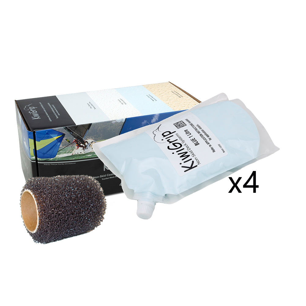 KiwiGrip 4 - 1 Liter Pouches - Blue w/4" Roller — marine non-skid paint