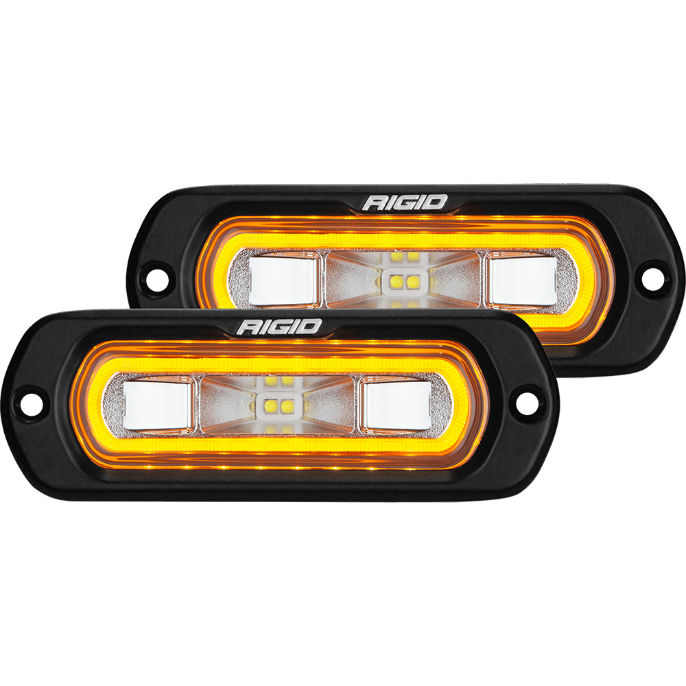 RIGID Industries SR-L Series Flush Mount Spreader Light - Black Housing - Amber Halo — marine flood/spreader lights