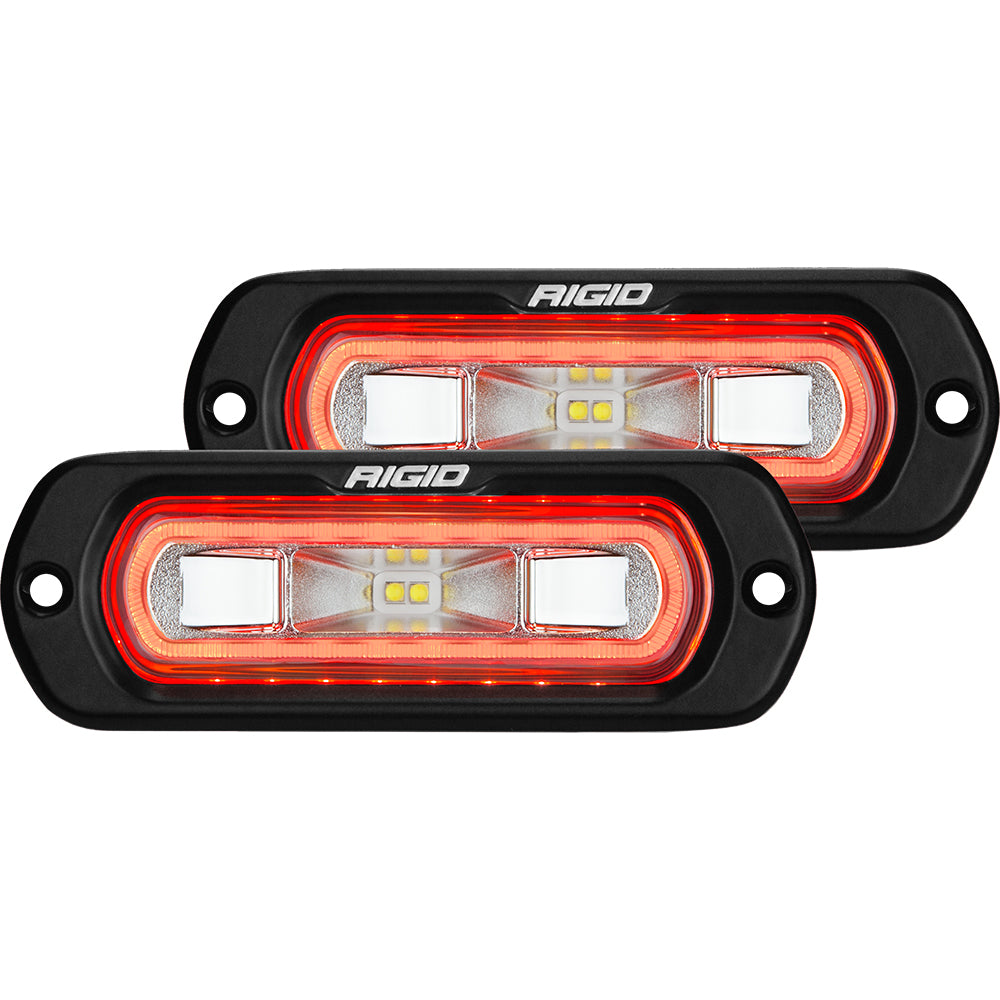 RIGID Industries SR-L Series Flush Mount Spreader Light - Black Housing - Red Halo — marine flood/spreader lights