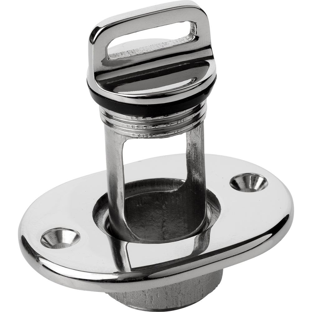 Sea-Dog Oblong Captive Garboard Drain & Plug - 316 Stainless Steel — marine deck / galley