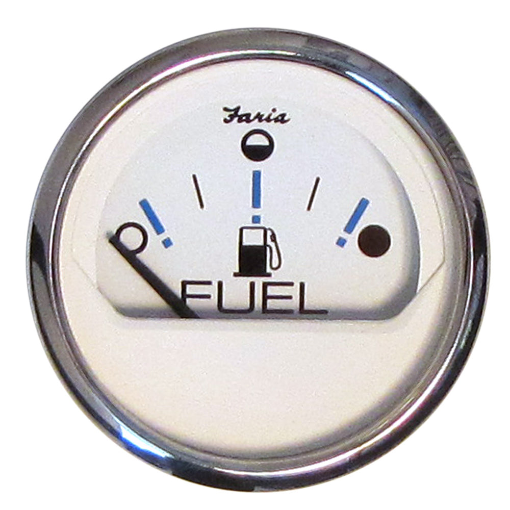 Faria Beede Instruments Faria Chesapeake White SS 2" Fuel Level Gauge - Metric (E-1/2-F) — marine gauges