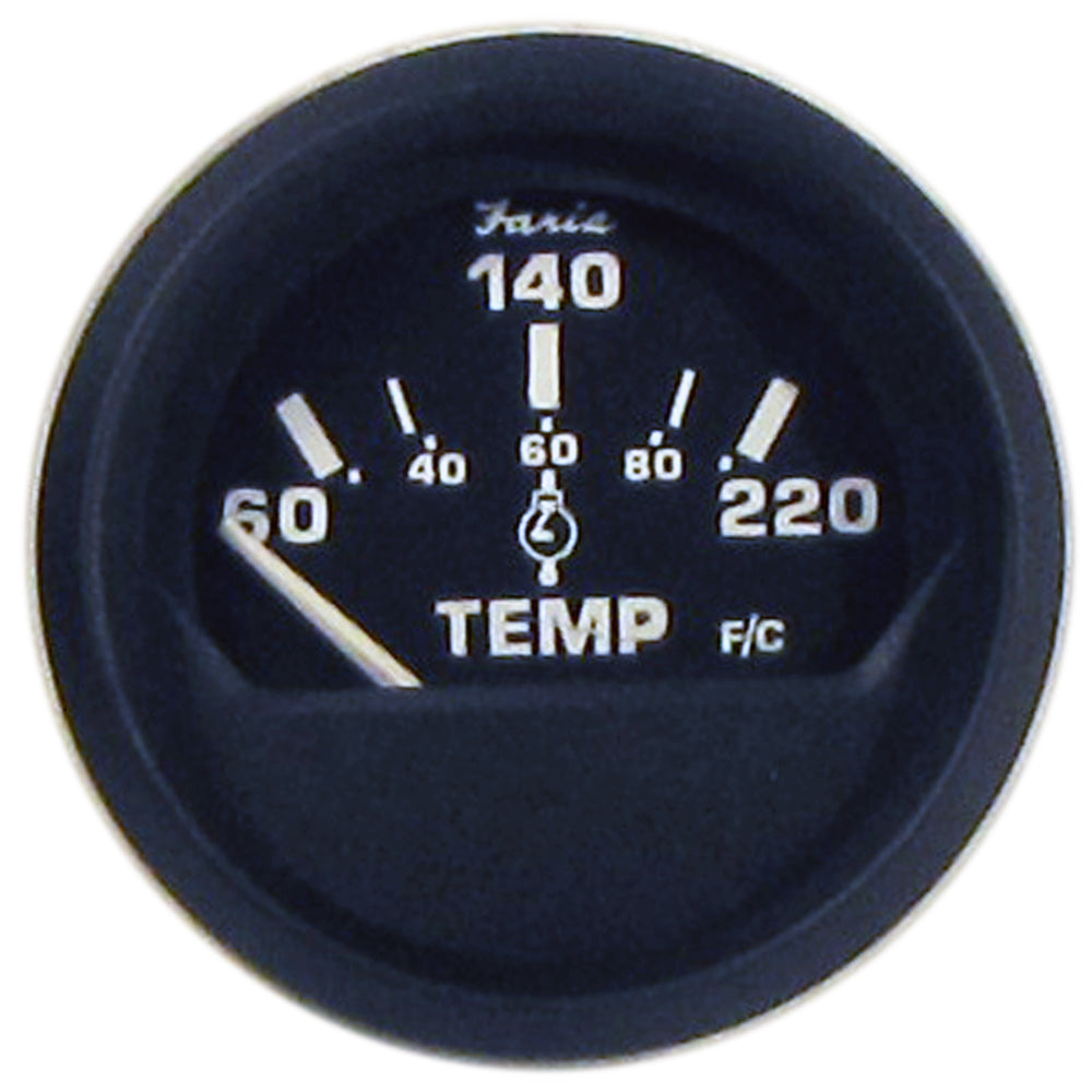 Faria Beede Instruments Faria Euro Black 2" Cylinder Head Temperature Gauge (60 to 220° F) with Sender — marine gauges
