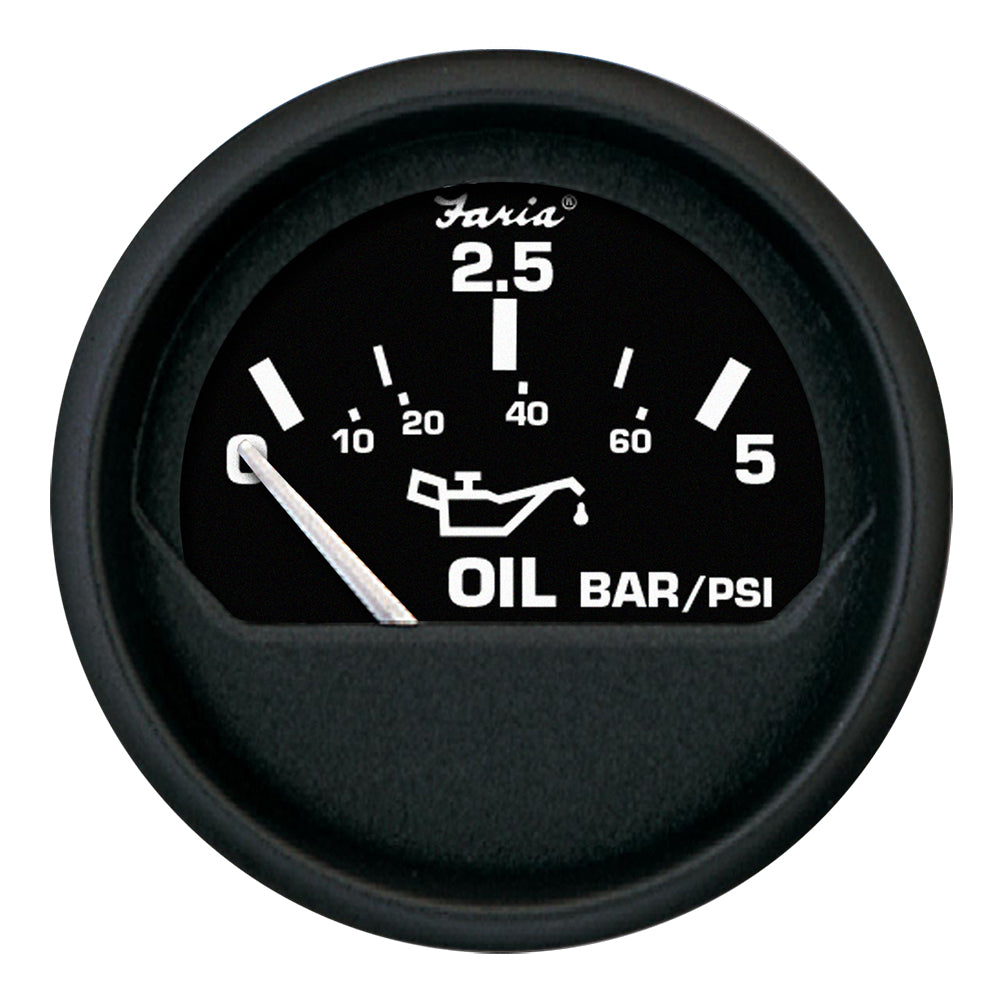 Faria Beede Instruments Faria Euro Black 2" Oil Pressure Gauge - Metric (5 Bar) — marine gauges