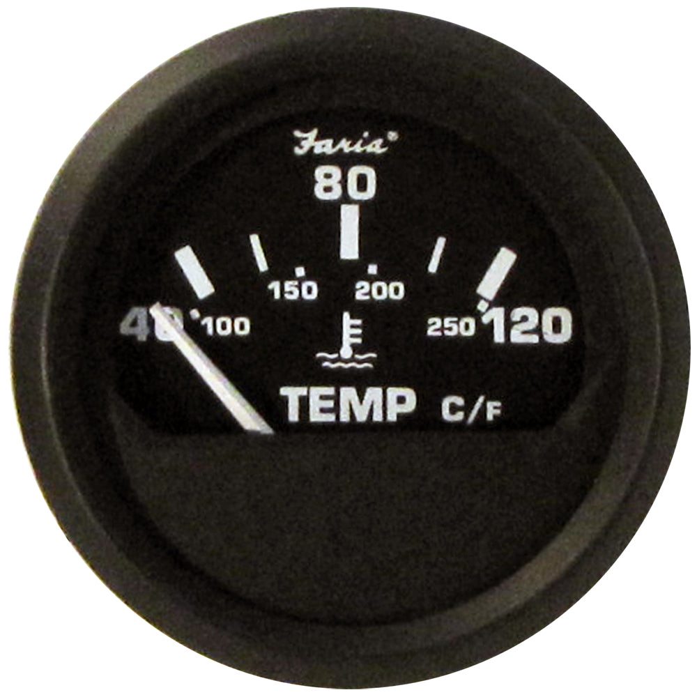 Faria Beede Instruments Faria Euro Black 2" Water Temperature Gauge - Metric (40 to 120° C) — marine gauges