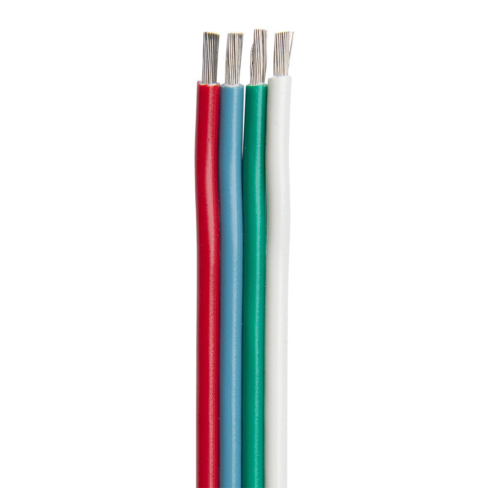 Ancor Flat Ribbon Bonded RGB Cable 16/4 AWG - Red, Light Blue, Green & White - 100' — marine wire