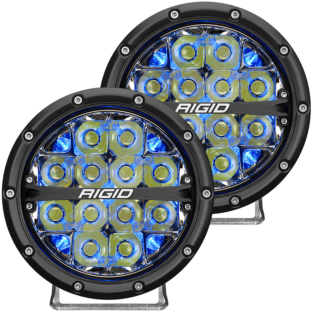 RIGID Industries 360-Series 6" LED Off-Road Fog Light Drive Beam w/Blue Backlight - Black Housing — marine flood/spreader lights