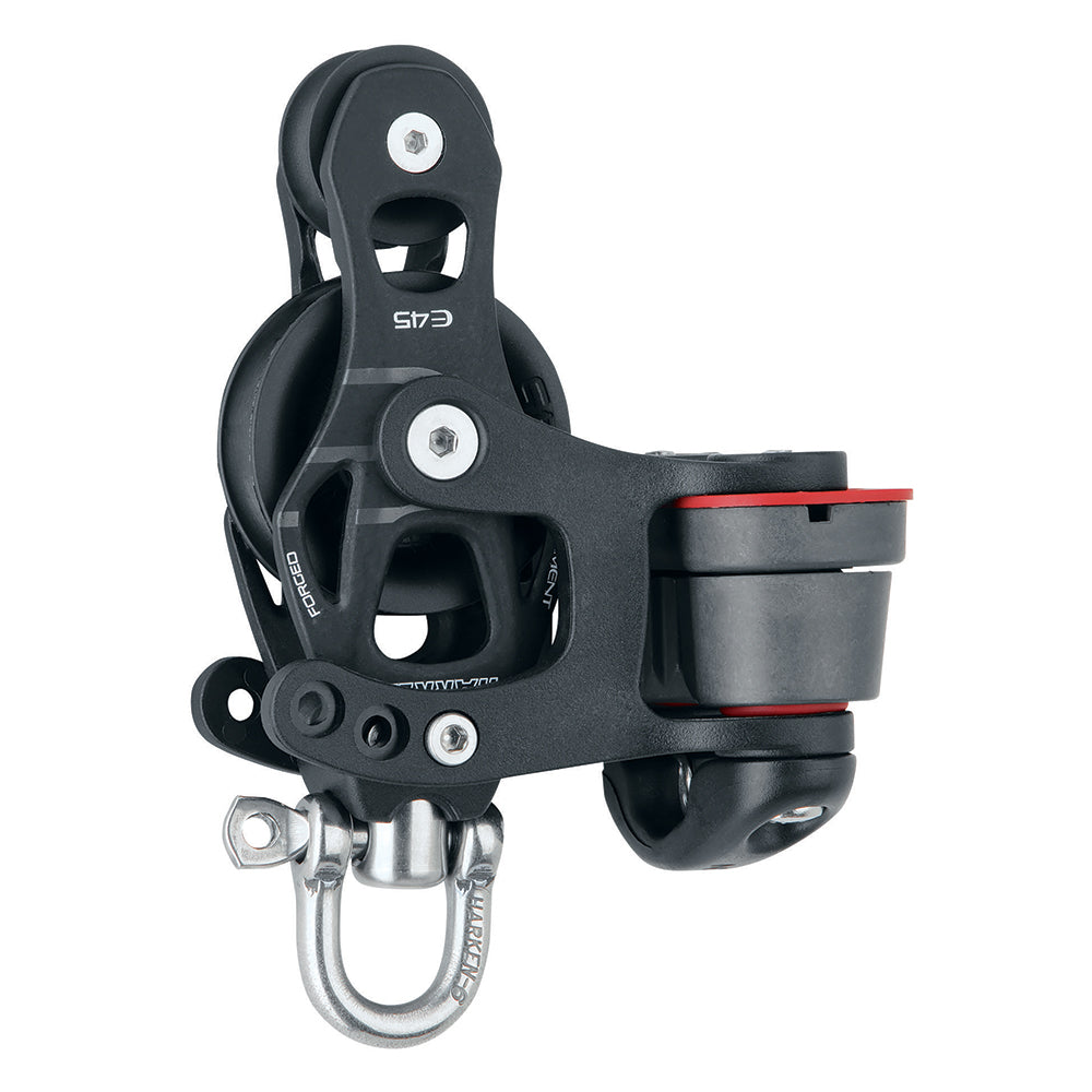 Harken 45mm Single Aluminum Element Fiddle Block w/Swivel & 150 Cam Cleat — marine blocks