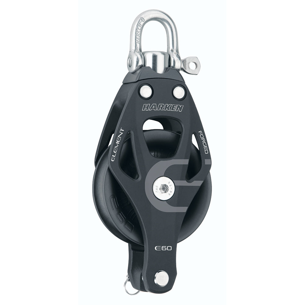 Harken 60mm Single Aluminum Element Block w/Swivel & Becket — marine blocks