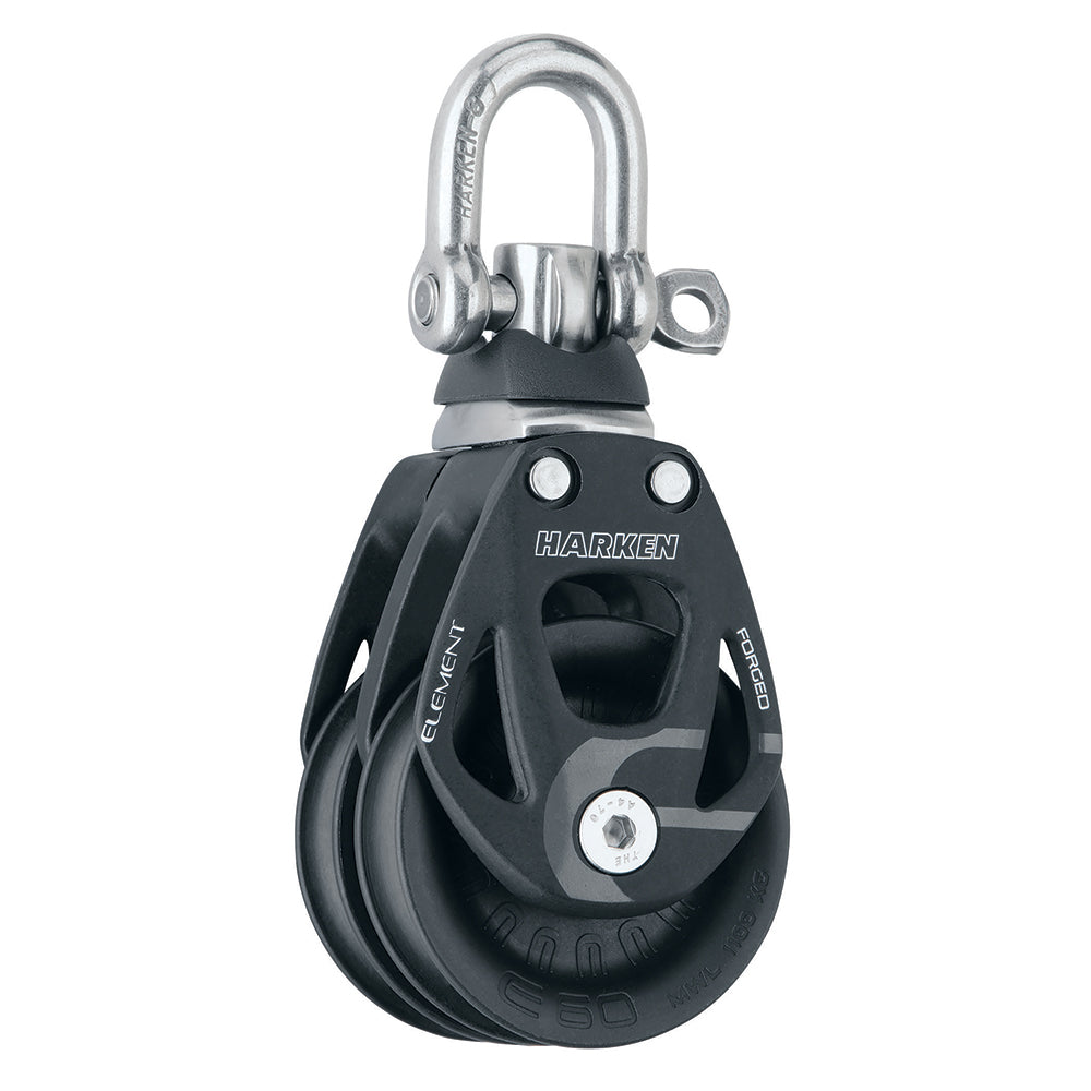 Harken 60mm Double Aluminum Element Block w/Swivel — marine blocks