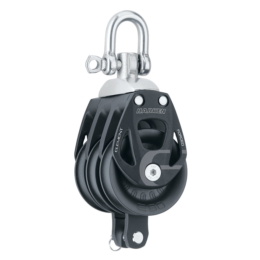 Harken 60mm Triple Aluminum Element Block w/Swivel & Becket — marine blocks