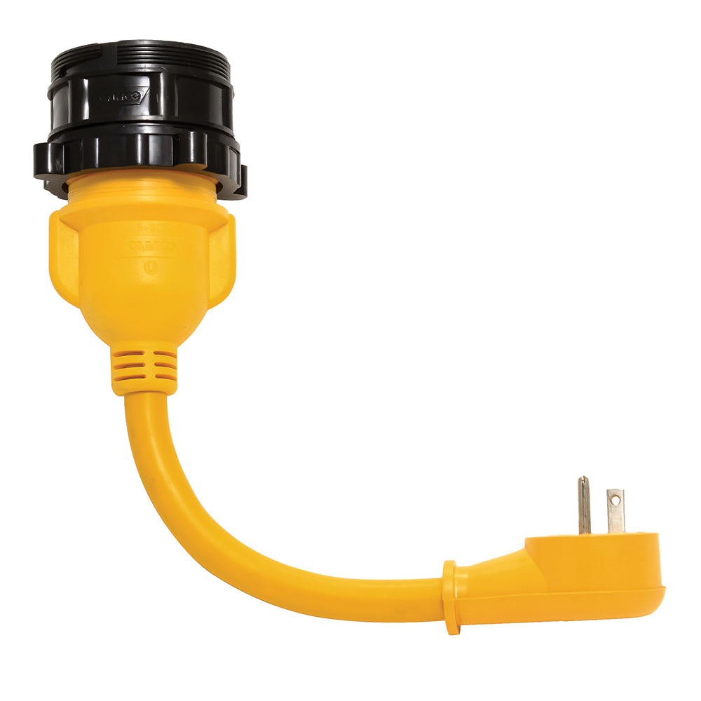 Camco PowerGrip Locking Adapter - 15A/125V Male to 30A/125V Female Locking — marine shore power