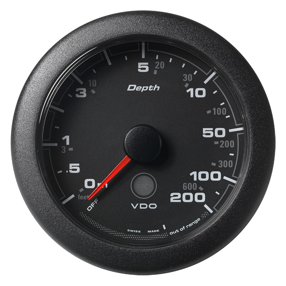Veratron 3-3/8" (85MM) OceanLink® Depth Gauge (200M/600') - Black Dial & Bezel — marine gauges