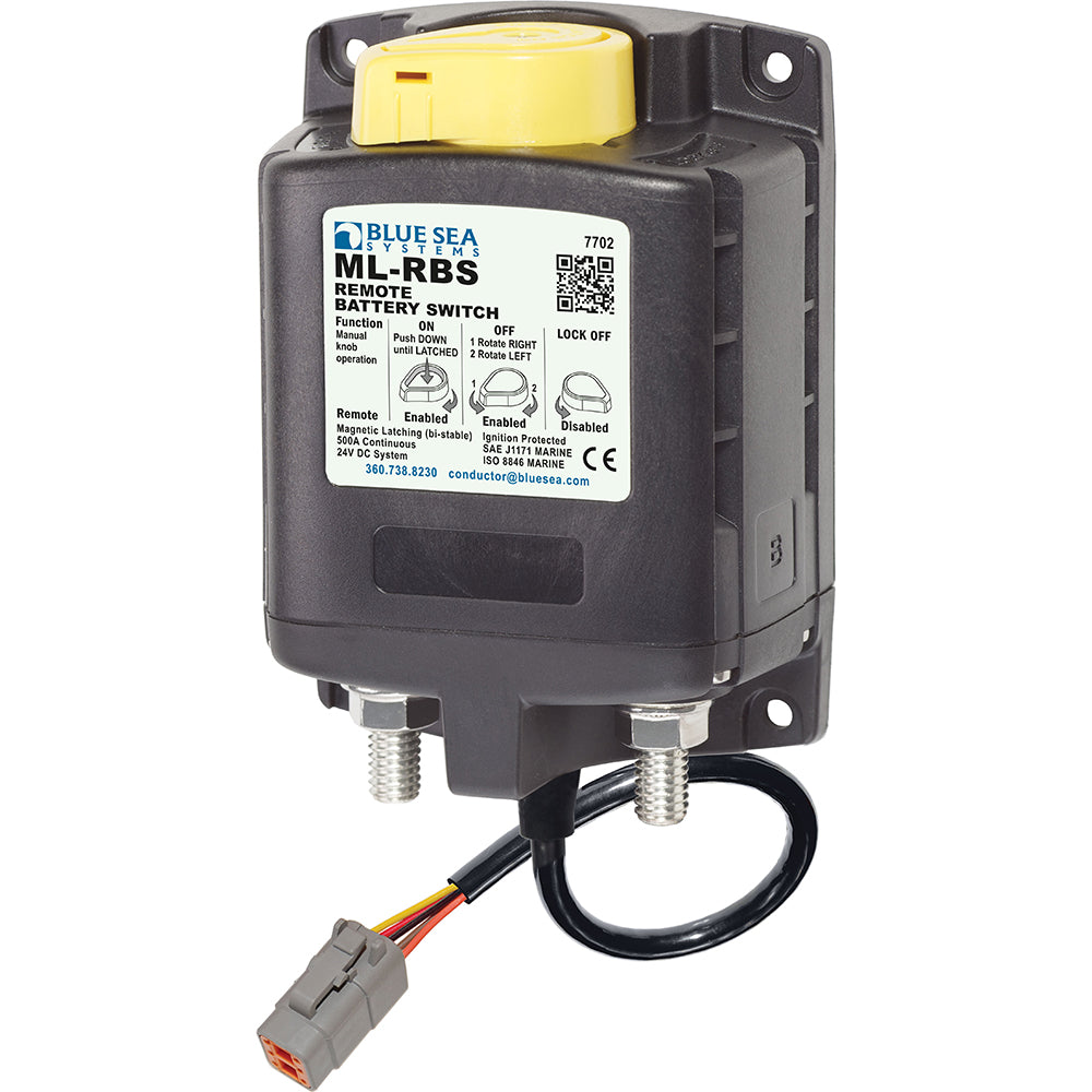 Blue Sea Systems Blue Sea 7702100 ML Solenoid 24V 500A w/Manual Control & Deutsch Connector — marine battery management